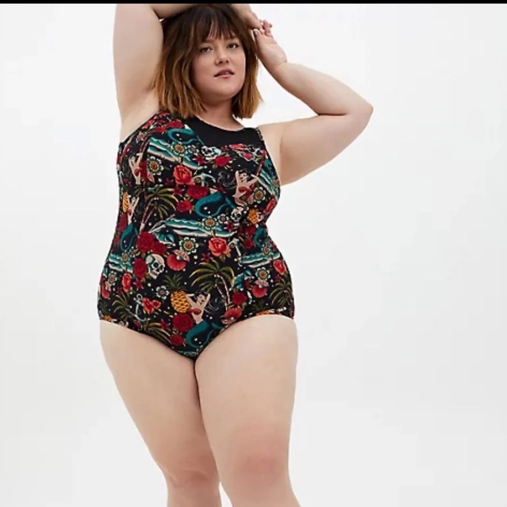 Torrid Tattoo Mesh One Piece Swimsuit - Picture 1 of 4